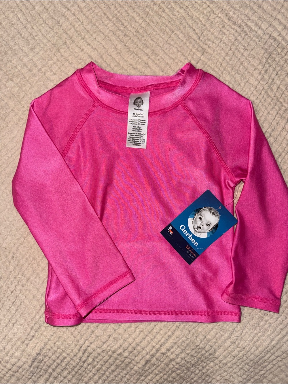 Gerber Bright Pink Long-Sleeve Kids Rash Guard